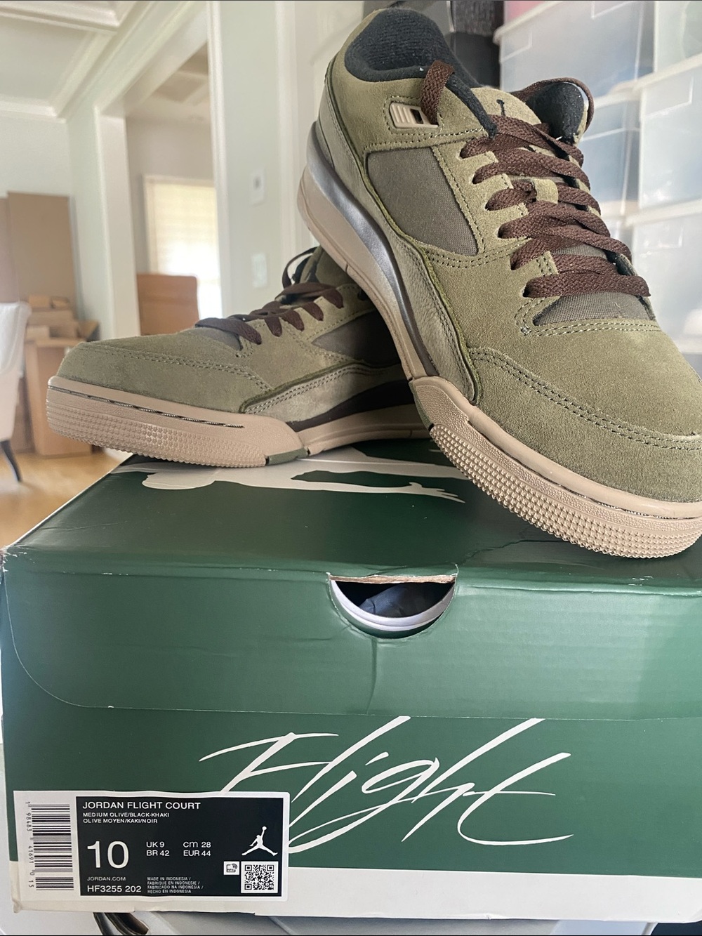 Jordan Flight Court Olive and Brown Low-Top Sneakers
